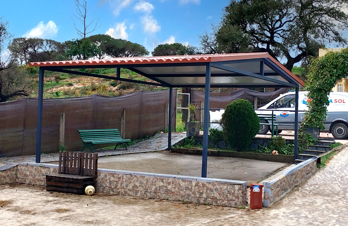 Techo para jardín exterior con estructura